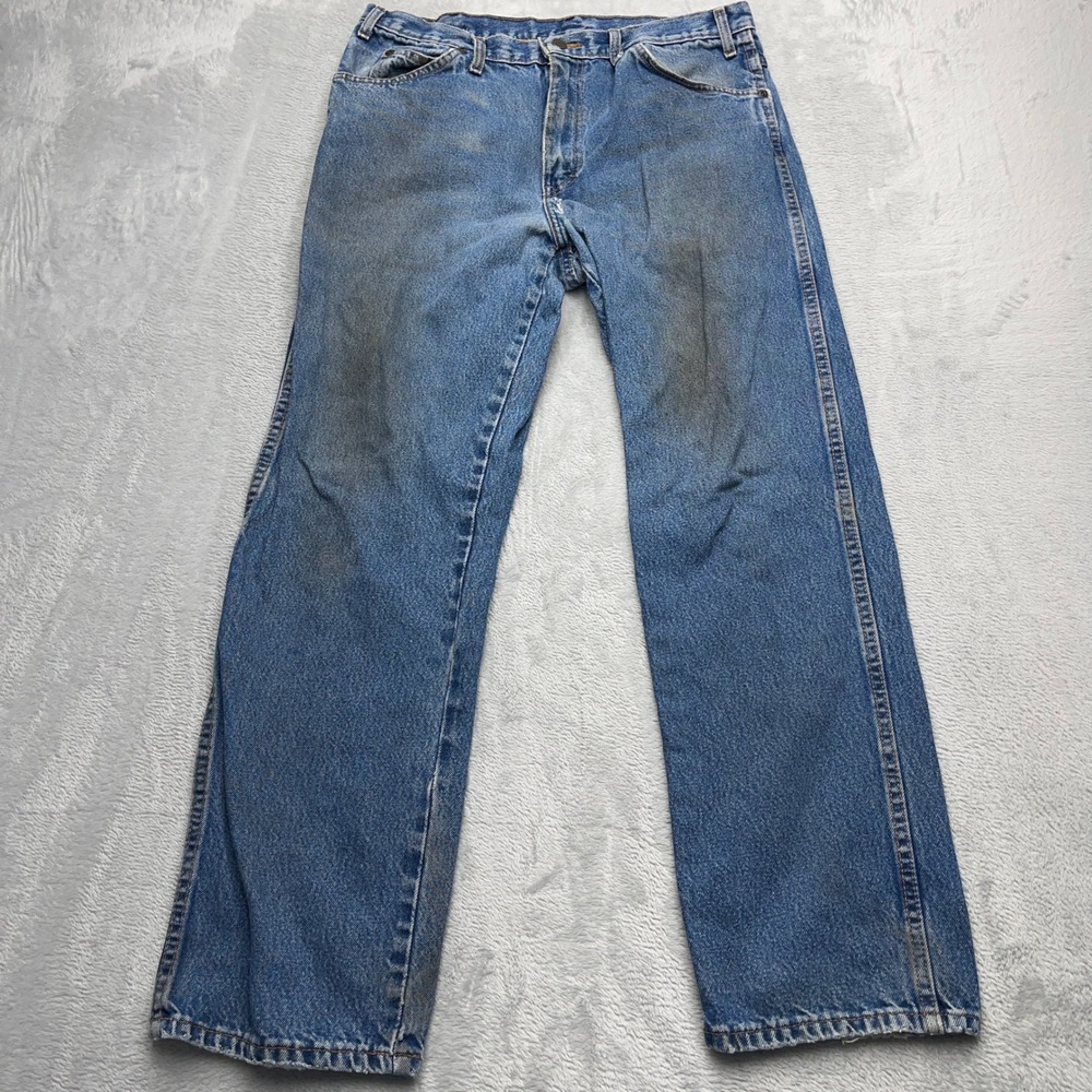 Dickies Straight Leg Jeans Mens 33x30 Blue Denim Medium Wash Work Distressed